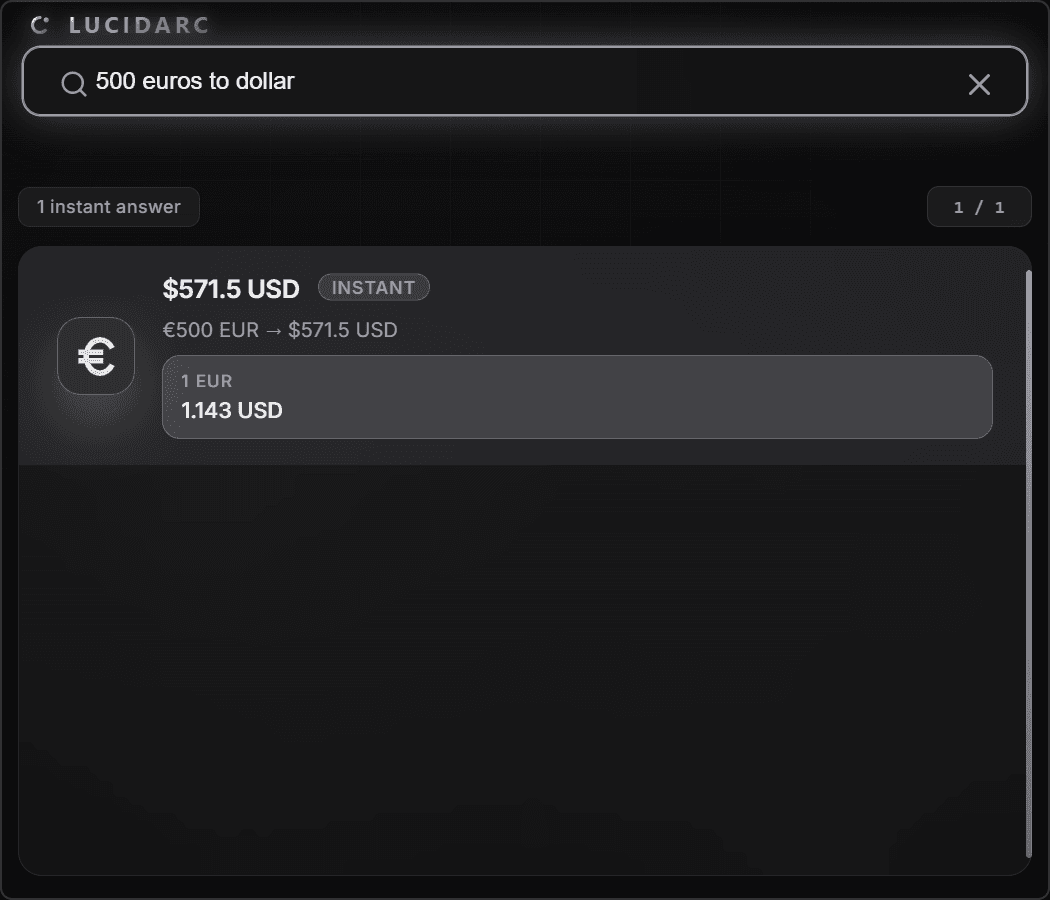 LucidArc, Convert currency