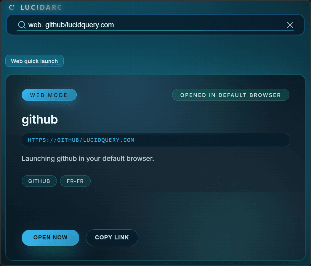 LucidArc, Web search